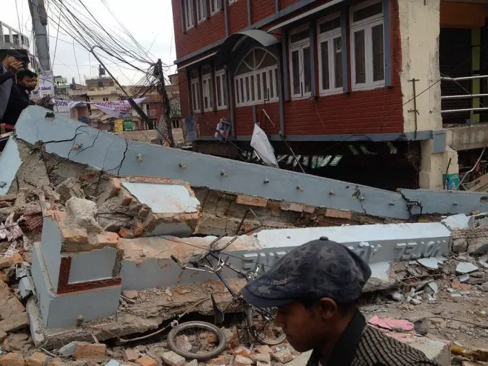 Ødelagte bygninger i Katmandu etter jordskjelvet i april i år.  (Foto: Krish Dulal/CC BY-SA 3.0)