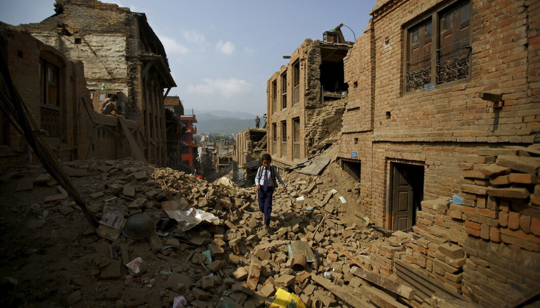 Mange hus kollapset etter det store jordskjelvet i Nepal i vår. Dette bildet er fra byen Bhaktapur i Nepal. (Foto: Navesh Chitrakar/Reuters) Mange hus kollapset etter det store jordskjelvet i Nepal i vår. Dette bildet er fra byen Bhaktapur i Nepal. (Foto: Navesh Chitrakar/Reuters)