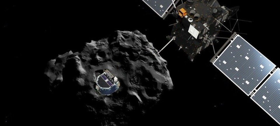 Vi vet ikke helt hvordan det står til med Philae akkurat nå, men i løpet av de første 60 timene på kometen fikk den samla inn masse data som nå er i ferd med å bli analysert. (Foto: ESA, ATG medialab)
