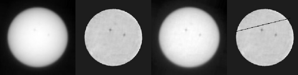Her ser vi fire forskjellige varianter av Merkur-passasjen sett fra Mars. (Foto: NASA, JPL-Caltech, MSSS, Texas A&M)