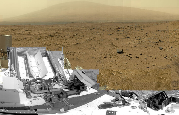 Sidan bildene er tatt over et stort tidsrom, og på ulike tider av døgnet, speiler mosaikken mange ulike lysforhold. (Foto: NASA, JPL-Caltech, MSSS) Sidan bildene er tatt over et stort tidsrom, og på ulike tider av døgnet, speiler mosaikken mange ulike lysforhold. (Foto: NASA, JPL-Caltech, MSSS)