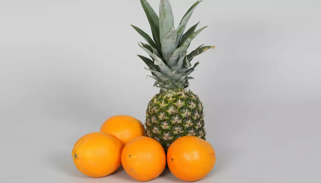 Doblet holdbarhet for ananas og appelsiner