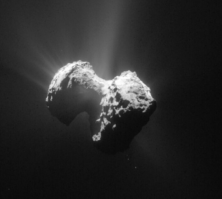 Kometen sett fra Rosetta 20. juli. (Bilde: ESA/Rosetta/NAVCAM-CC-BY-SA-IGO3) Kometen sett fra Rosetta 20. juli. (Bilde: ESA/Rosetta/NAVCAM-CC-BY-SA-IGO3)