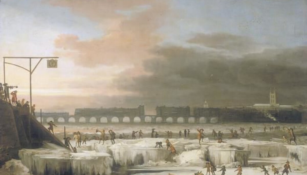 The frozen Thames av Abraham Hondius. Bildet er fra 1677, under den lille istiden. (Bilde: Abraham Hondius) The frozen Thames av Abraham Hondius. Bildet er fra 1677, under den lille istiden. (Bilde: Abraham Hondius)