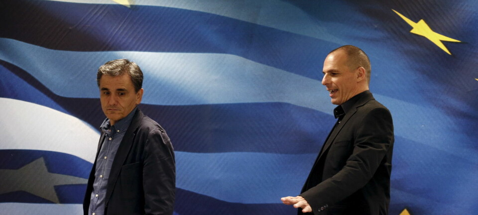 Selv om grekerne viste tillit til sin egen finansminister ved å stemme nei i folkeavstemmingen, måtte den greske finansministeren Yanis Varoufakis gå av. I går ble han erstattet av Euclid Tsakalotos (til venstre).  (Foto: Reuters)