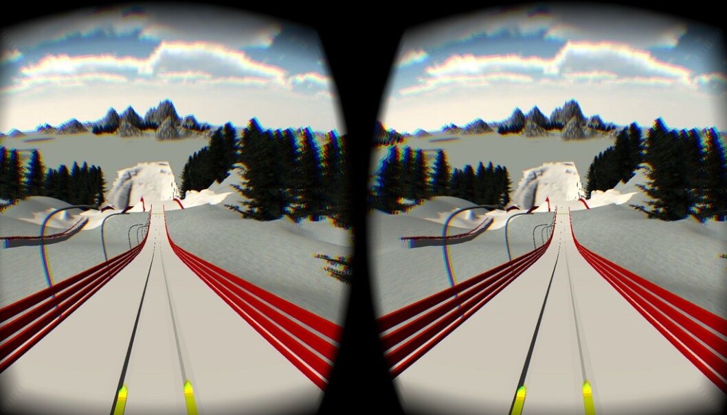 Forskerne jobber med en 3D-modell av hoppbakken Granåsen. De håper de kan hjelpe til med å få ski-VM til Trondheim. (Illustrasjon: Ekaterina Prasolova-Førland, NTNU) Forskerne jobber med en 3D-modell av hoppbakken Granåsen. De håper de kan hjelpe til med å få ski-VM til Trondheim. (Illustrasjon: Ekaterina Prasolova-Førland, NTNU)