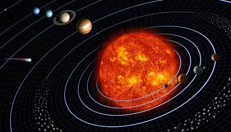 I vårt eget solsystem kretser planetene rundt solen i nesten sirkelrunde baner. Men hvordan ser planetenes baner ut i andre solsystem? Det har danske forskere utviklet en ny metode til å måle.  (Illustrasjon: NASA)