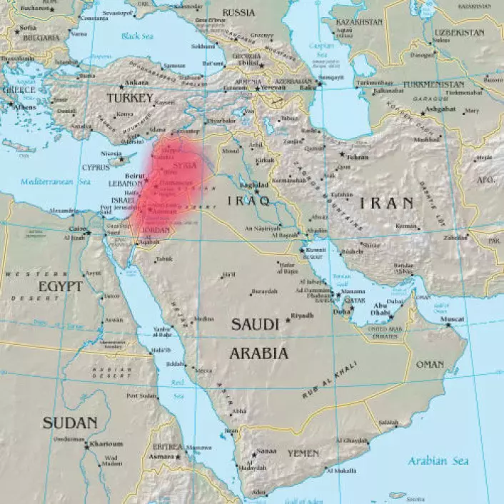 Området i Mistøsten som kalles levanten. (Foto: Wikimedia Commons)