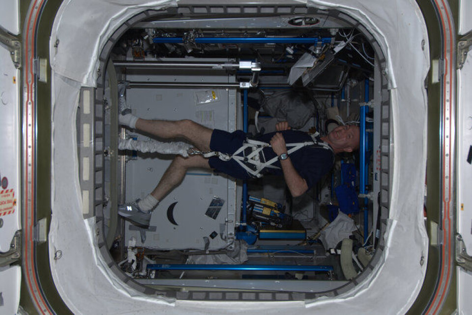 Som alle andre romfarere måtte ESAs nederlandske astronaut Andre Kuipers trene to timer til dagen da han var et halvt år på romstasjonen i 2012. (Foto: ESA/NASA)