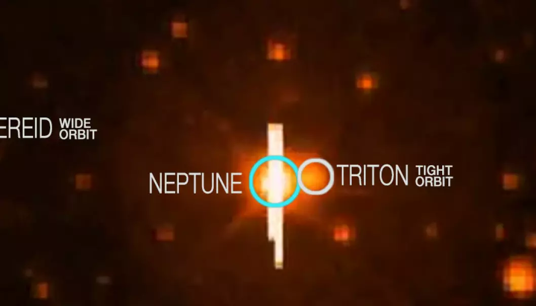 Se månen Triton gå i bane rundt Neptun