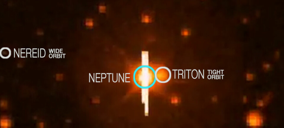 Kepler har fanget Neptun og månen Triton. Under kan du se hvordan månen og planeten beveger seg. (Foto: NASA)