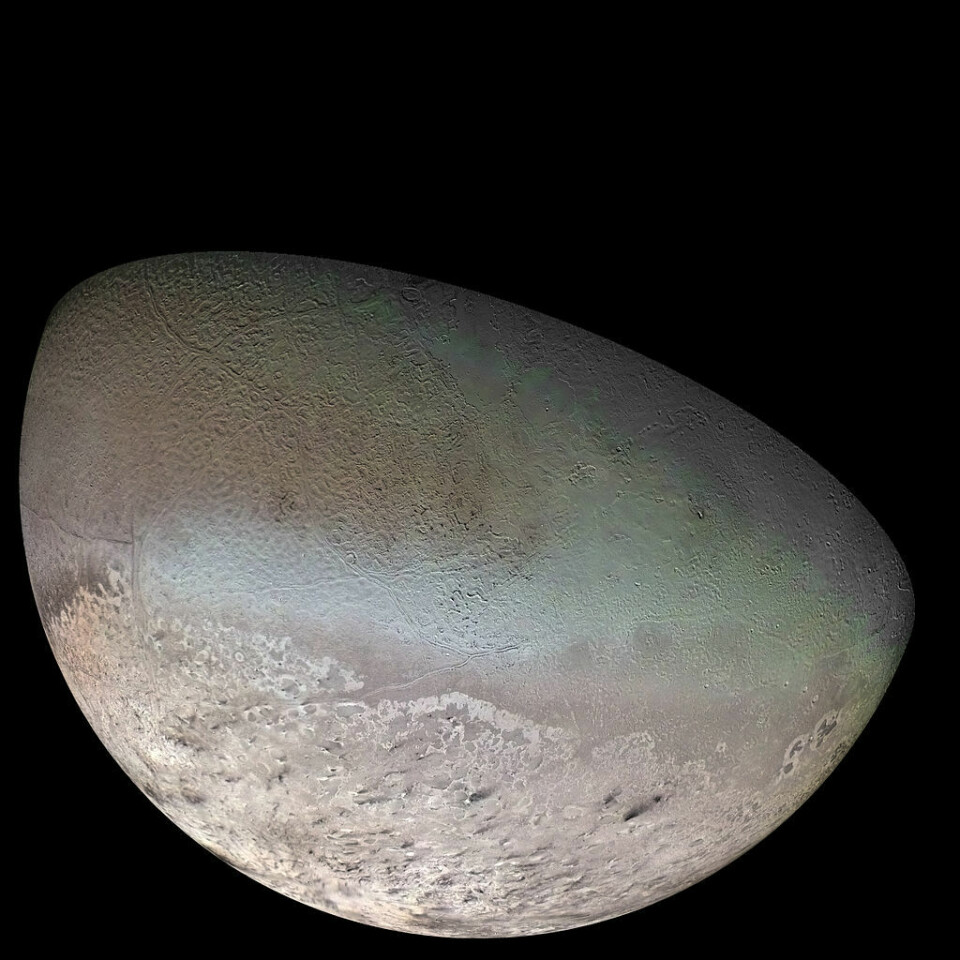 Tritons overflate, sett av sonden Voyager 2 i 1989 (Foto: NASA/JPL)