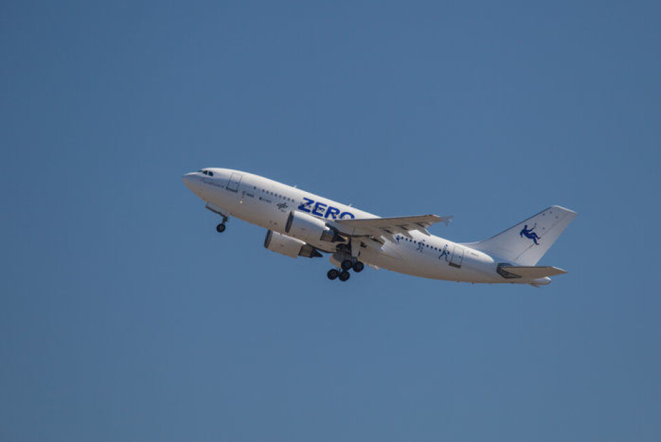 En Airbus A310 spesielt ombygget for parabolflygninger der både vektløshet og økt tyngdekraft kan oppleves for vitenskapelige forsøk. (Foto: ESA)