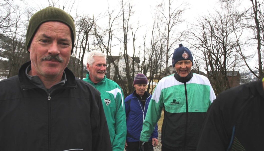 Kameratskapet er minst like viktig som mosjonen for karane i Gubbetrimmen i Sogn og Fjordane. Frå venstre: Magne Solheimsnes, Anders Hegrenes, Rune Grønfur og Roald Juklestad. (Foto: Katrine Sele) Kameratskapet er minst like viktig som mosjonen for karane i Gubbetrimmen i Sogn og Fjordane. Frå venstre: Magne Solheimsnes, Anders Hegrenes, Rune Grønfur og Roald Juklestad. (Foto: Katrine Sele)