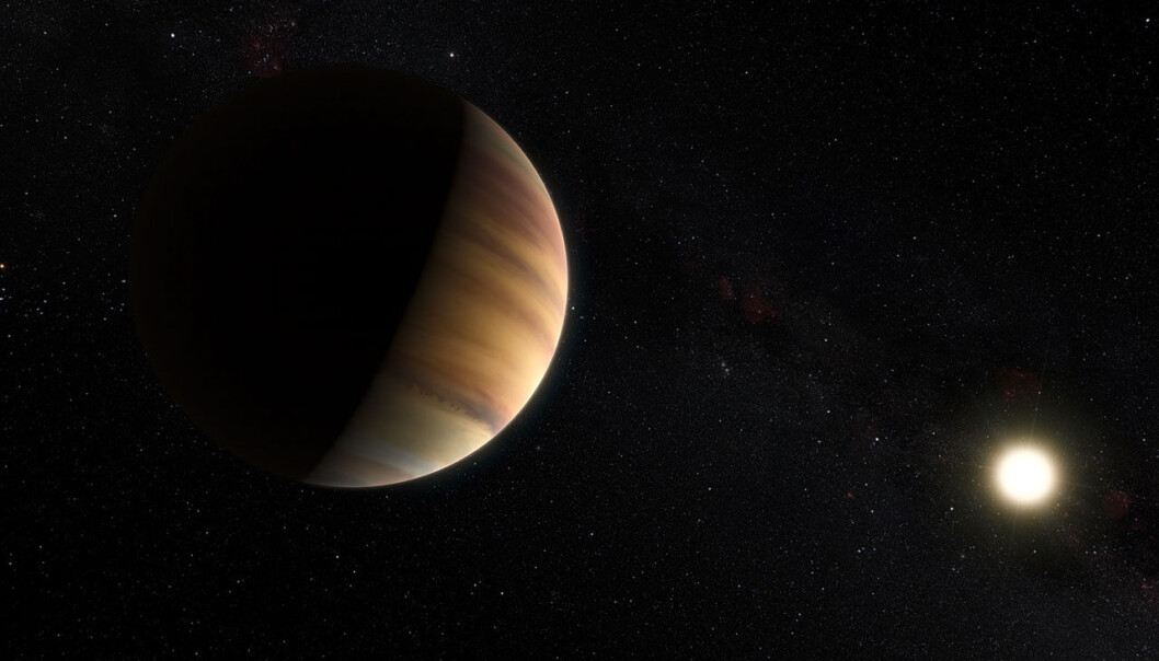 Den jupiterlignende gasskjempeplaneten 51 Pegasi b var den første eksoplaneten som ble oppdaget rundt en annen stjerne som ligner vår egen sol. Nå har astronomer fra European Soutern Observatory for første gang brukt en ny metode som gjør det mulig å se lyset som planeten reflekterer. Metoden brukes både til å beregne banen til planeten og til å oppdage eksoplaneter rundt andre stjerner som ikke passerer direkte foran stjernen og formørker lyset. (Illustrasjon: ESO) Den jupiterlignende gasskjempeplaneten 51 Pegasi b var den første eksoplaneten som ble oppdaget rundt en annen stjerne som ligner vår egen sol. Nå har astronomer fra European Soutern Observatory for første gang brukt en ny metode som gjør det mulig å se lyset som planeten reflekterer. Metoden brukes både til å beregne banen til planeten og til å oppdage eksoplaneter rundt andre stjerner som ikke passerer direkte foran stjernen og formørker lyset. (Illustrasjon: ESO)
