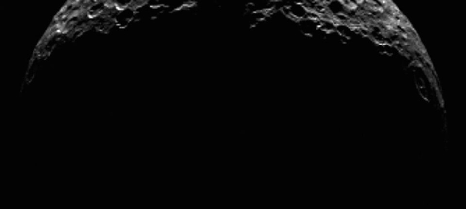Nordpolen på Ceres. Bildet er tatt av Dawn-sonden til NASA 10. april. (Foto: NASA/JPL-Caltech/UCLA/MPS/DLR/IDA)