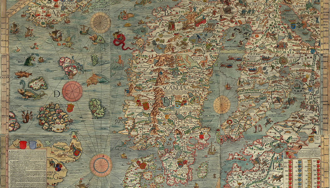 Carta Marina, det tidlegaste nokonlunde korrekte kartet over den nordiske regionen, vart laga av Olaus Magnus, diplomat, etnolog, kartograf siste katolske erkebiskop i Sverige. Han brukte 12 år på kartet, som vart trykt i Venezia i 1539. Carta Marina, det tidlegaste nokonlunde korrekte kartet over den nordiske regionen, vart laga av Olaus Magnus, diplomat, etnolog, kartograf siste katolske erkebiskop i Sverige. Han brukte 12 år på kartet, som vart trykt i Venezia i 1539.