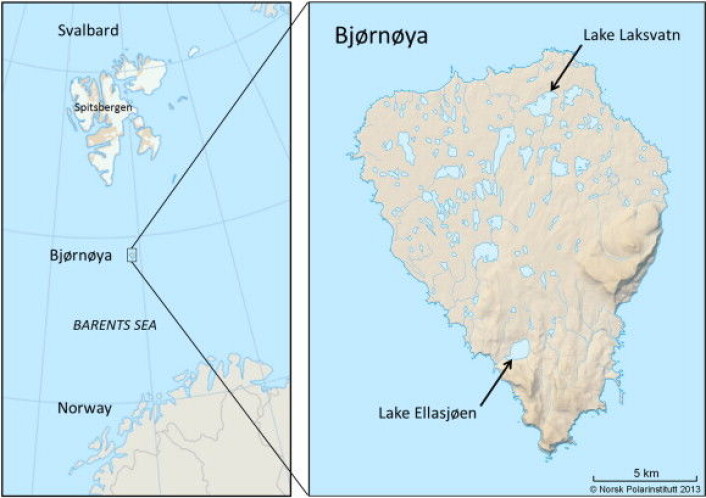 Kart over Bjørnøya. (Foto: (Illustrasjon: Framsenteret)) Kart over Bjørnøya. (Foto: (Illustrasjon: Framsenteret))