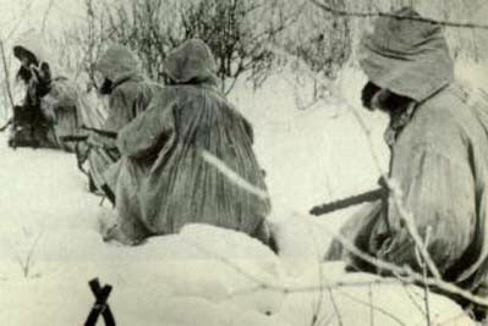 Norske frontkjempere ved Leningrad-fronten.  (Foto: Fra Kjell Fjørtofts bok «Veien til Østfronten»)