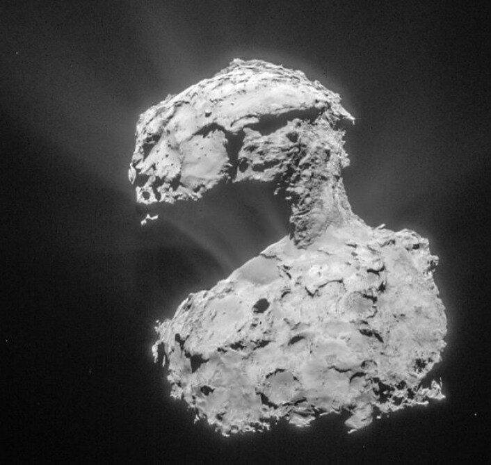 Komet 67P Churyumov-Gerasimenko sett fra Rosetta 14. mars 2015. (Bilde: ESA/Rosetta/NAVCAM) Komet 67P Churyumov-Gerasimenko sett fra Rosetta 14. mars 2015. (Bilde: ESA/Rosetta/NAVCAM)