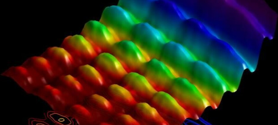 Her ser vi et snapshot av lys som oppfører seg som både bølger og partikler. Det er første gang forskere har klart å fange lysets paradoksale natur på et fotografi.  (Foto: École Polytechnique Fédérale de Lausanne)