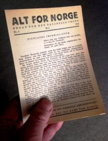 Undergrunnsavisen «Alt for Norge» ble utgitt av sentralkomiteen i Norges kommunistiske parti (NKP) i 1944 og 1945. Den utkom i 1944 hver 14. dag. Opplaget var mellom 10 000 og 30 000 eksemplarer. Men de illegale avisene sirkulerte mellom folk, så kanskje var det så mange som 100 000 som på det meste leste den. (Foto: Wikimedia Commons) Undergrunnsavisen «Alt for Norge» ble utgitt av sentralkomiteen i Norges kommunistiske parti (NKP) i 1944 og 1945. Den utkom i 1944 hver 14. dag. Opplaget var mellom 10 000 og 30 000 eksemplarer. Men de illegale avisene sirkulerte mellom folk, så kanskje var det så mange som 100 000 som på det meste leste den. (Foto: Wikimedia Commons)