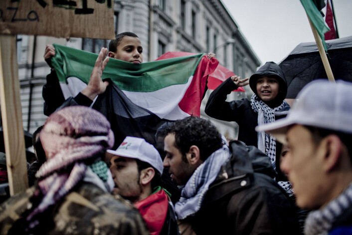 Palestinakomiteen i Norge og Palestinakomiteen i Oslo arrangerte demonstrasjon mot urolighetene i Gaza ved Israels ambassade i Oslo i 2012. (Foto: Stian Lysberg Solum NTB scanpix) Palestinakomiteen i Norge og Palestinakomiteen i Oslo arrangerte demonstrasjon mot urolighetene i Gaza ved Israels ambassade i Oslo i 2012. (Foto: Stian Lysberg Solum NTB scanpix)