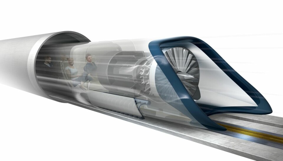 Hyperloop, slik Elon Musk og SpaceX ser det for seg. Dette konseptet er hovedsakelig for persontransport, men andre selskaper har foreslått større fraktvarianter av Hyperloop. (Foto: Science photo library)