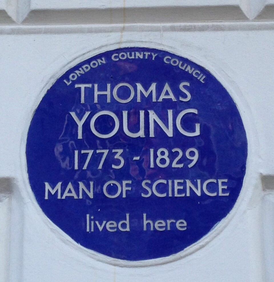 En forskningens mann på Welbeck Street 48: Thomas Young, fysiker, lege og hieroglyftyder med mer; et universalgeni. (Foto: Gareth E. Kegg, Creative Commons)