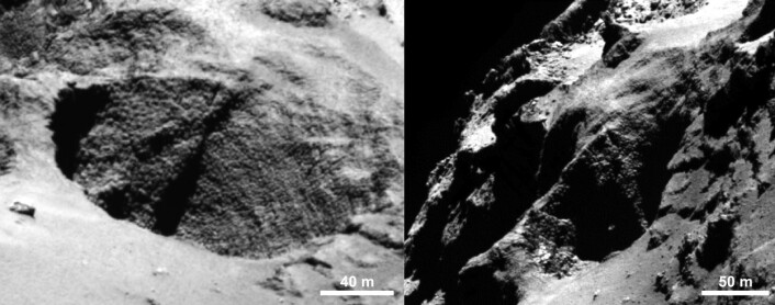 Enkelte steder på overflaten av 67P er merkelig ruglete og kalles for "gåsehud". (Foto: ESA/Rosetta/MPS for OSIRIS Team MPS/UPD/LAM/IAA/SSO/INTA/UPM/DASP/IDA) Enkelte steder på overflaten av 67P er merkelig ruglete og kalles for "gåsehud". (Foto: ESA/Rosetta/MPS for OSIRIS Team MPS/UPD/LAM/IAA/SSO/INTA/UPM/DASP/IDA)