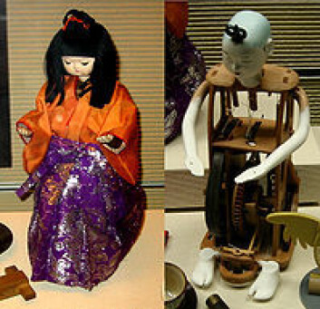 En karakuri-dukke som serverer te, også sett innenfra. Dukken, som er fra 1800-tallet, står utstilt på National Museum of Nature and Science i Tokyo. (Foto: National Museum of Nature and Science, Tokyo) En karakuri-dukke som serverer te, også sett innenfra. Dukken, som er fra 1800-tallet, står utstilt på National Museum of Nature and Science i Tokyo. (Foto: National Museum of Nature and Science, Tokyo)