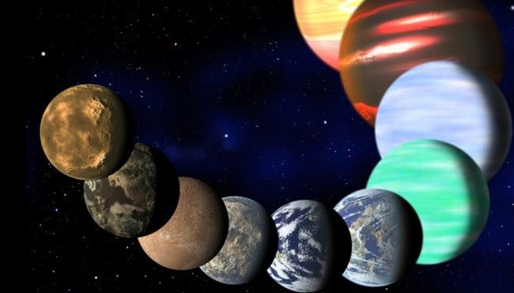 Illustrasjonen viser ulike planettypar som er funne med NASAs Keplertelesskop. (Illustrasjon: C. Pulliam & D. Aguilar, Harvard-Smithsonian Center for Astrophysics) Illustrasjonen viser ulike planettypar som er funne med NASAs Keplertelesskop. (Illustrasjon: C. Pulliam & D. Aguilar, Harvard-Smithsonian Center for Astrophysics)