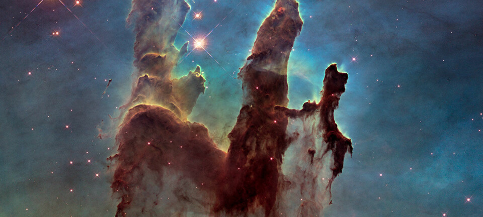 Gasspilarene slik Hubbles nyeste kamera ser dem. Dette bildet er tatt i det vanlige lysspekteret, samme som vi ser med våre øyne. (Foto: NASA, ESA/Hubble and the Hubble Heritage Team)