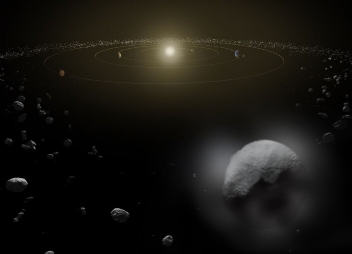Ceres i asteroidebeltet, slik en kunstner ser det for seg. (Foto: NASA) Ceres i asteroidebeltet, slik en kunstner ser det for seg. (Foto: NASA)