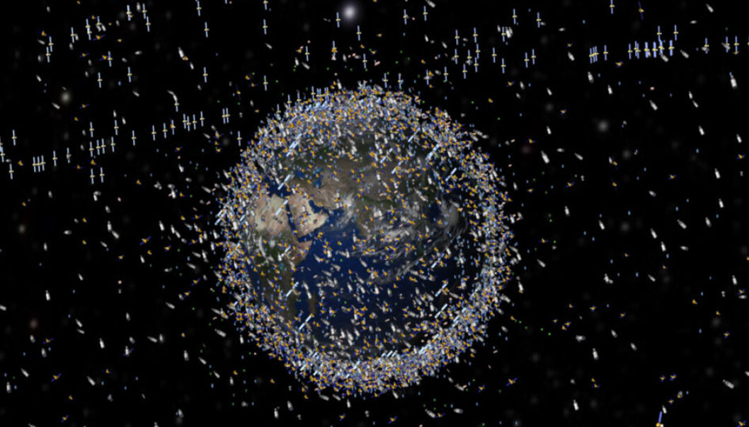 Tusenvis av satellitter er i bane rundt jorden, men de fleste har gått ut av bruk. (Illustrasjon: ESA) Tusenvis av satellitter er i bane rundt jorden, men de fleste har gått ut av bruk. (Illustrasjon: ESA)