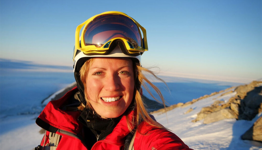 Marit Øvstedal på plass i Antarktis. (Foto: Marit Øvstedal, Norsk Polarinstitutt) Marit Øvstedal på plass i Antarktis. (Foto: Marit Øvstedal, Norsk Polarinstitutt)