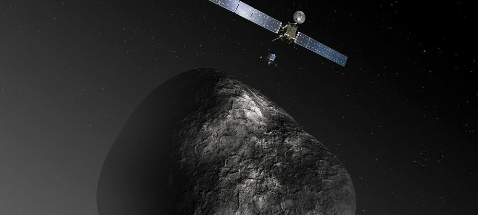 Landeren Philae har for lengst tatt kvelden, men Rosetta går fortsatt i bane rundt komet 67P. (Illustrasjon: NASA)