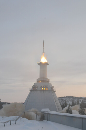 Oppskytningen av forskningsraketten TEXUS i Kiruna i Nord-Sverige. (Foto: Deutsches Zentrum für Luft- und Raumfahrt (DLR) - German Aerospace Center) Oppskytningen av forskningsraketten TEXUS i Kiruna i Nord-Sverige. (Foto: Deutsches Zentrum für Luft- und Raumfahrt (DLR) - German Aerospace Center)