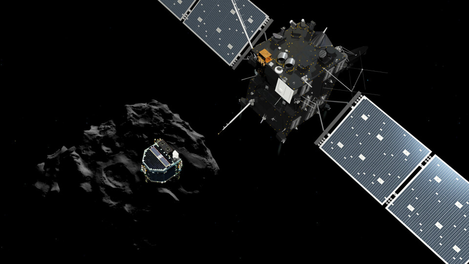 Rosetta og Philae sammen. (Foto:ESA)