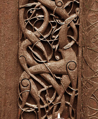 “The animal is a stylized lion, a central motif in the heraldry of the late Viking age. The lion as a symbol of the ruler can also symbolize Christ, who is struggling against the evil powers,” says Margrete Syrstad Andås. (Photo: Lene Buskoven, Directorate for Cultural Heritage) “The animal is a stylized lion, a central motif in the heraldry of the late Viking age. The lion as a symbol of the ruler can also symbolize Christ, who is struggling against the evil powers,” says Margrete Syrstad Andås. (Photo: Lene Buskoven, Directorate for Cultural Heritage)