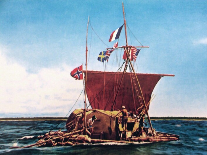 Originalflåten Kon-Tiki i 1947. (Foto: Offentlig eiendom) Originalflåten Kon-Tiki i 1947. (Foto: Offentlig eiendom)