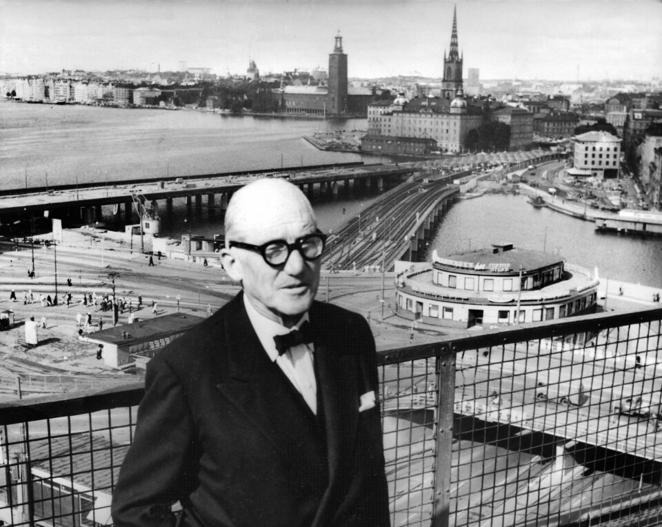Le Corbusier på besøk i Stockholm i 1959. (Foto: MALMSTRÖM VICKE/Aftonbladet/IBL Bildbyrå)