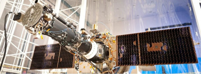 Romteleskopet IRIS før oppskytning. (Foto: IRIS, LMSAL, NASA) Romteleskopet IRIS før oppskytning. (Foto: IRIS, LMSAL, NASA)