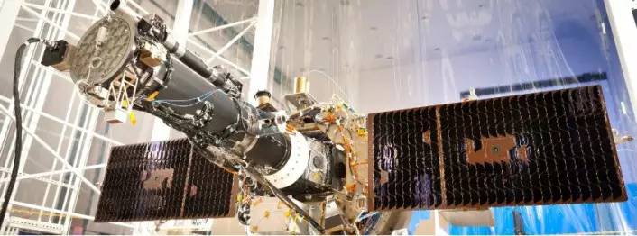 Romteleskopet IRIS før oppskytning. (Foto: IRIS, LMSAL, NASA)
