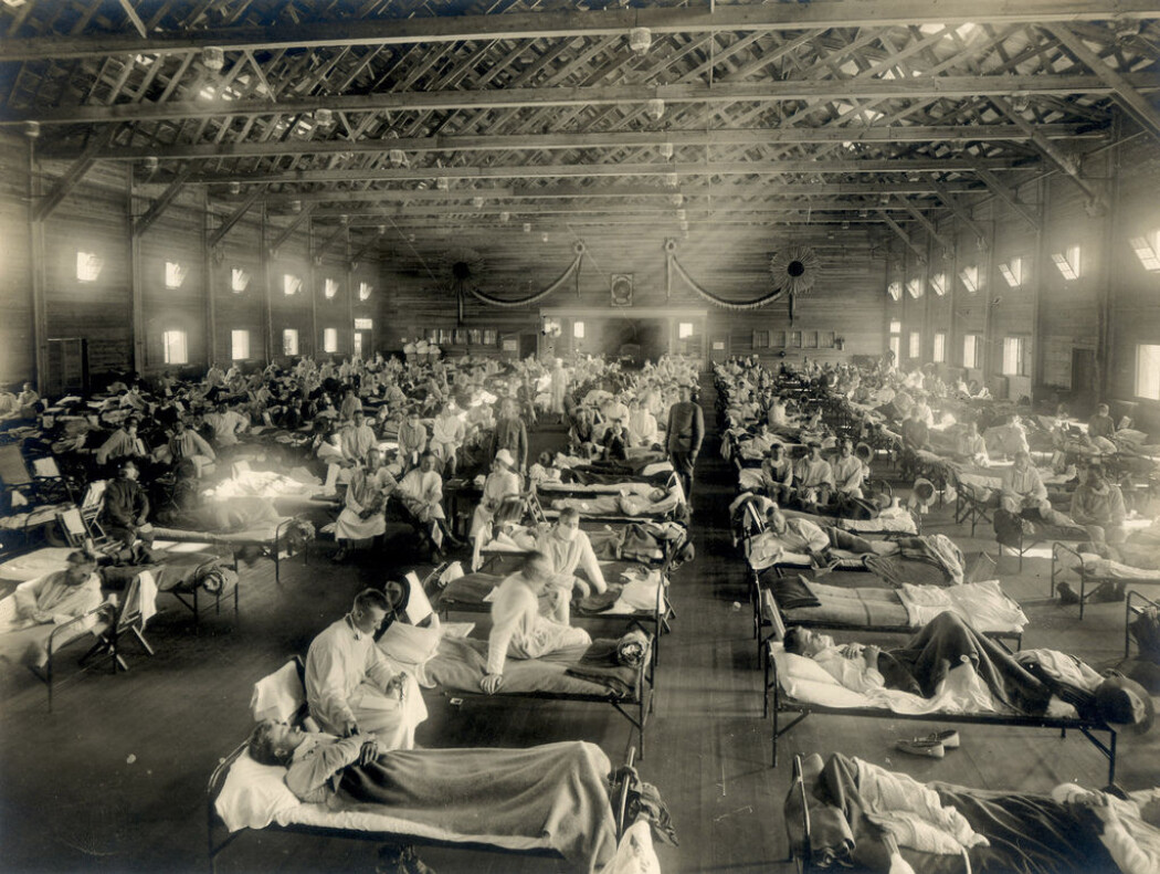 Ny historieforskning kaster nytt lys over hvordan spanskesyken rammet USA. Bildet viser pasienter med influensaen ved et midlertidig sykehus ved Camp Funston i Kansas 1918. (Foto: <a href="https://www.flickr.com/photos/medicalmuseum/3300169510/">Otis Historical Archives Nat'l Museum of Health & Medicine, CC BY 2.0</a>) Ny historieforskning kaster nytt lys over hvordan spanskesyken rammet USA. Bildet viser pasienter med influensaen ved et midlertidig sykehus ved Camp Funston i Kansas 1918. (Foto: <a href="https://www.flickr.com/photos/medicalmuseum/3300169510/">Otis Historical Archives Nat'l Museum of Health & Medicine, CC BY 2.0</a>)