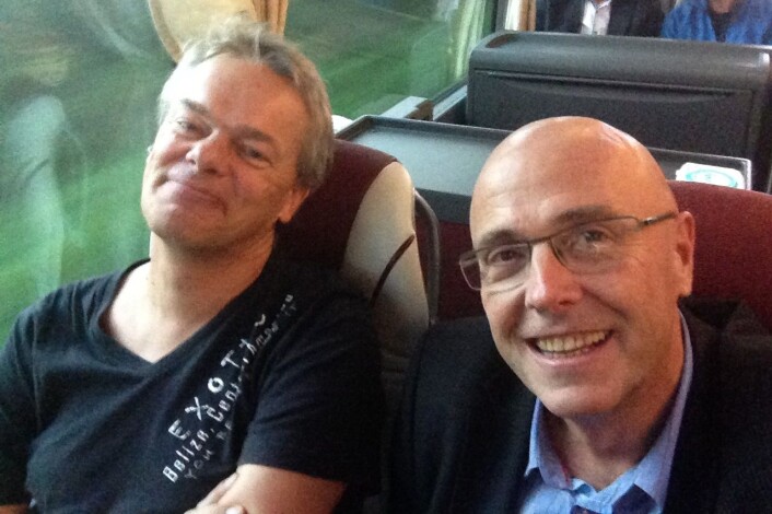 Selfie med Edvard Moser og meg på vei fra Værnes til Trondheim. Tatt etter at han vendte tilbake fra München på tirsdag. (Foto: privat) Selfie med Edvard Moser og meg på vei fra Værnes til Trondheim. Tatt etter at han vendte tilbake fra München på tirsdag. (Foto: privat)