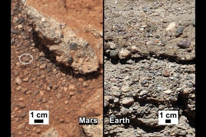 Rester av elveleie på Mars, bildet er tatt av Curiosity. (Foto: NASA/JPL-Caltech/MSSS and PSI) Rester av elveleie på Mars, bildet er tatt av Curiosity. (Foto: NASA/JPL-Caltech/MSSS and PSI)