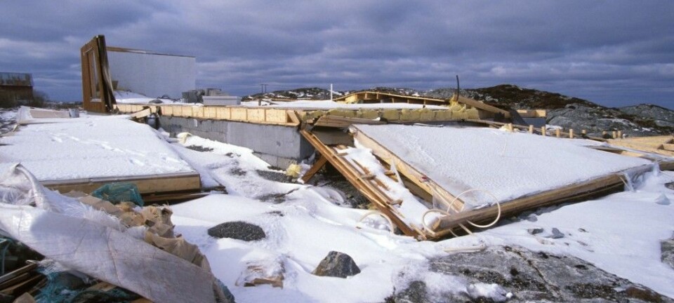 En enebolig i Frøya ble totalvraket under Nyttårsorkanen i 1992.  (Foto: NTB/Scanpix)