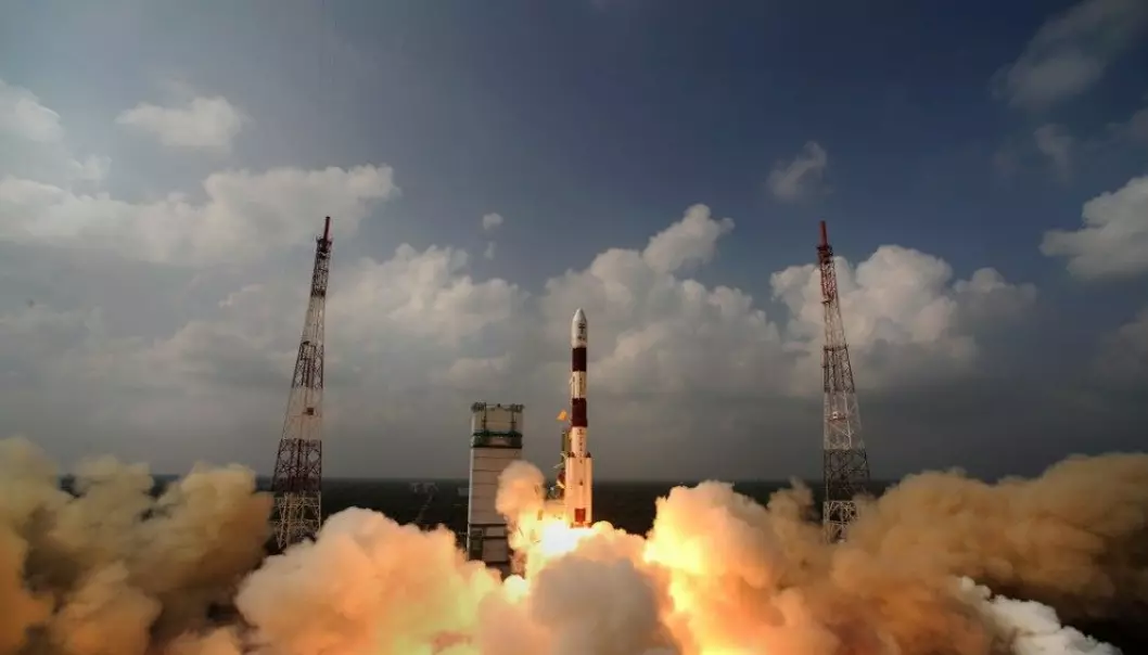 Mars Orbiter Spacecraft ble skutt opp 5. november i fjor, nå har Mangalyaan nådd Mars. (Foto: ISRO, AFP)
