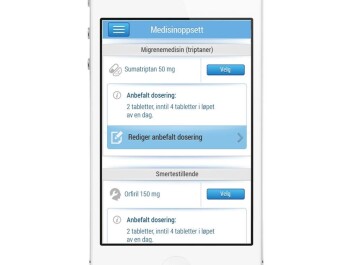 Legene kan via appen angi riktig medisinering for migrenepasientene. (Foto: NTNU) Legene kan via appen angi riktig medisinering for migrenepasientene. (Foto: NTNU)